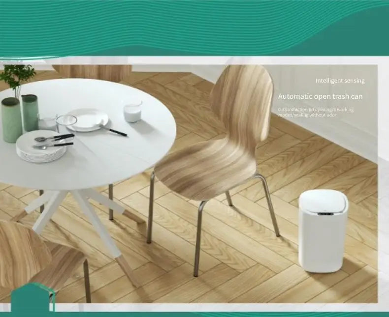 Smart Sensor Trash Bin With Flip Lid For Household Touchless