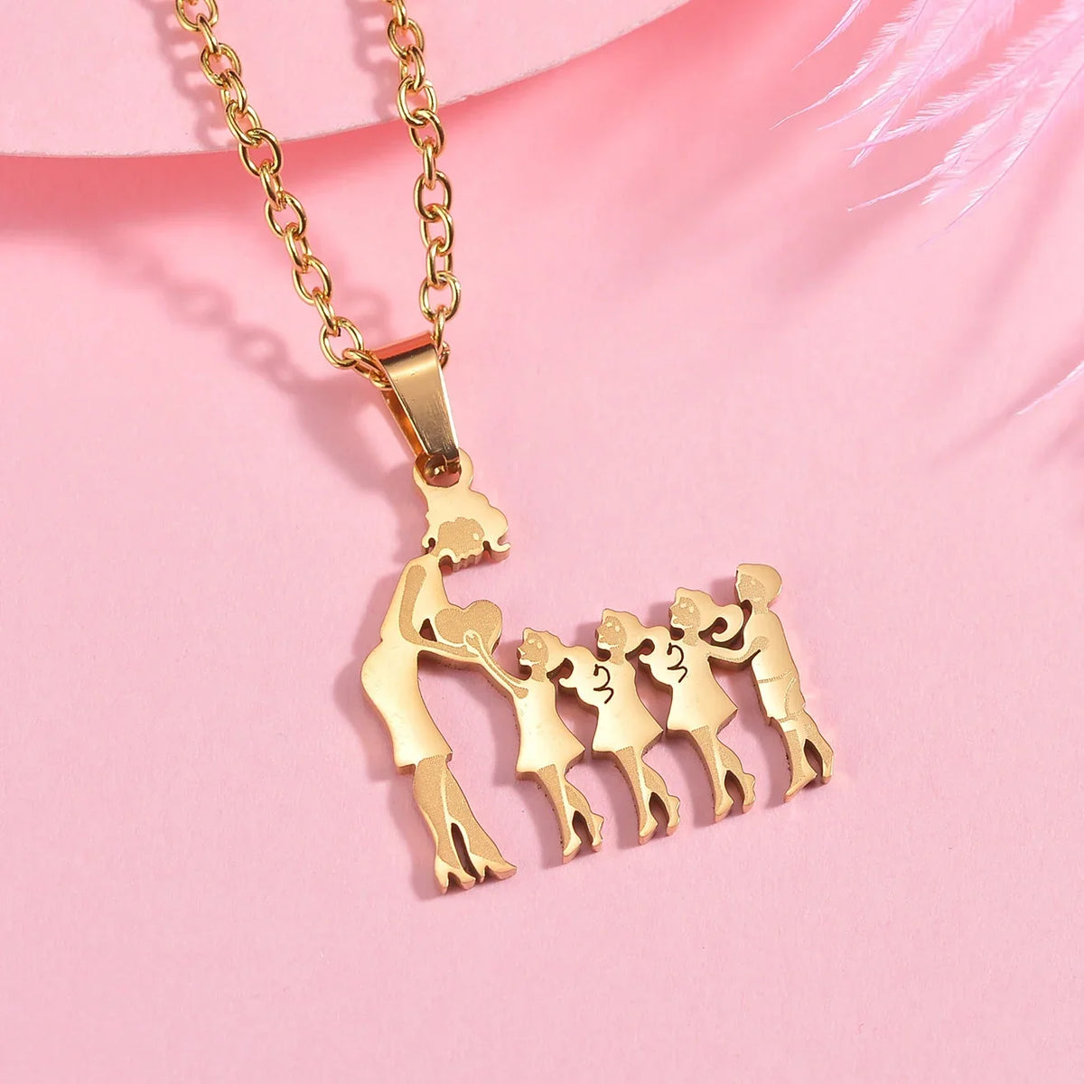 Mother's Day Gift Children Family Stainless Steel Jewelry – Silver Stainless Steel Mother & Kids Pendant Necklace