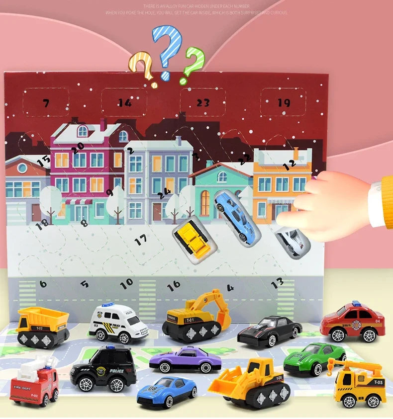 Calendar Advent Car Toys Box Kids 24 Day Christmas Gift