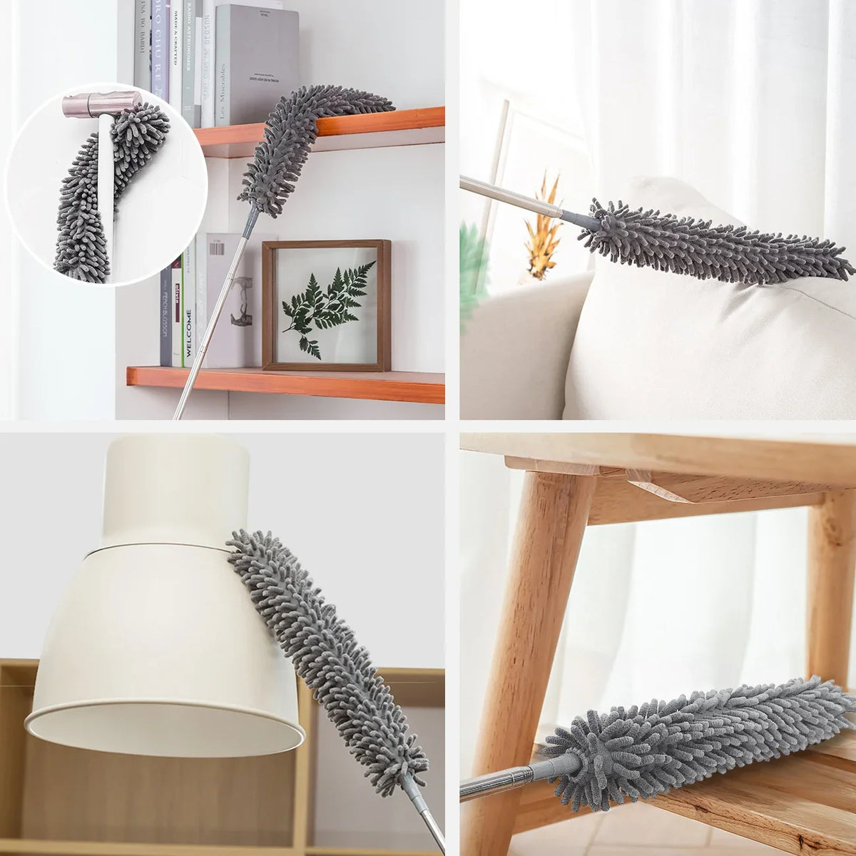 Microfiber Cleaning Device Kit - 4PCS Long Handle Duster & Brushes for Household Cleaning