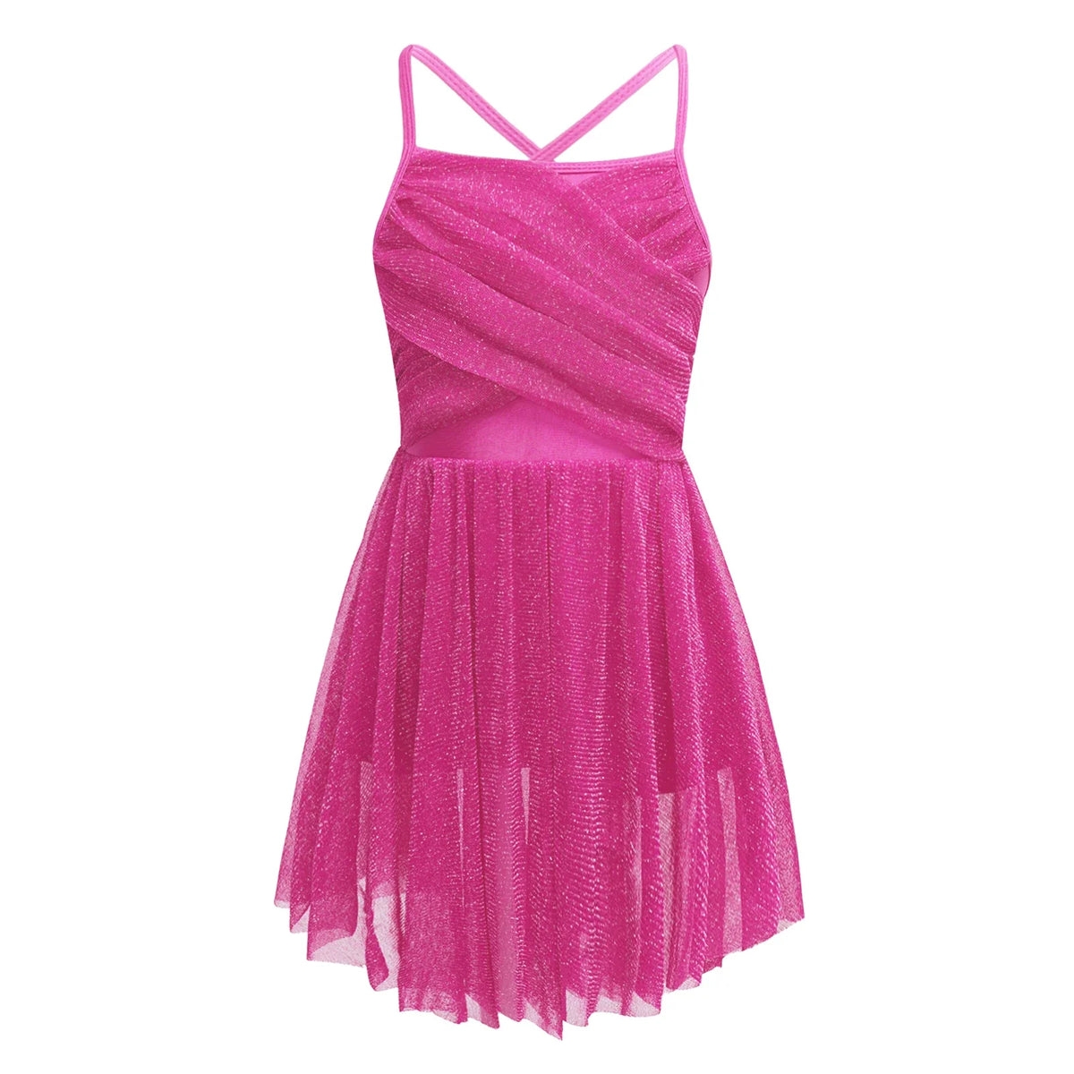 Light Girls' Dance Dress - Flowy, Glittery Mesh, Ballet & Gymnastics Costume