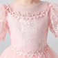 Plush Girls' Dress - Flowy Princess-Cut Lace-Embroidery, Polyester, Wedding Party