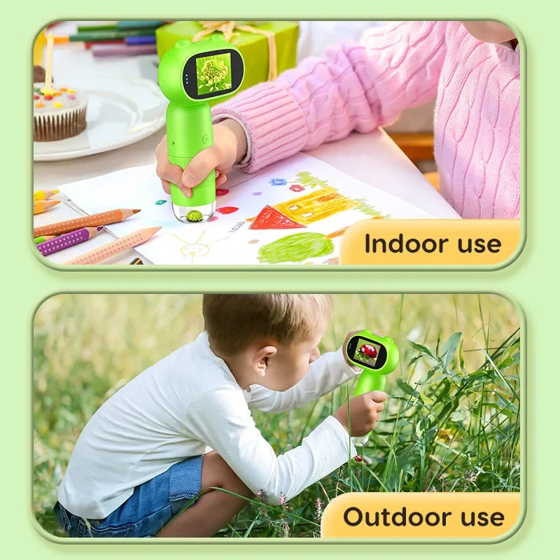 Hand-Held Digital Microscope for Kids - 1000x Magnification, 2" IPS Screen, Coin Collector Device