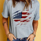 Plush Women's T-Shirt - graphic flag print short sleeve crew neck, casual summer top
