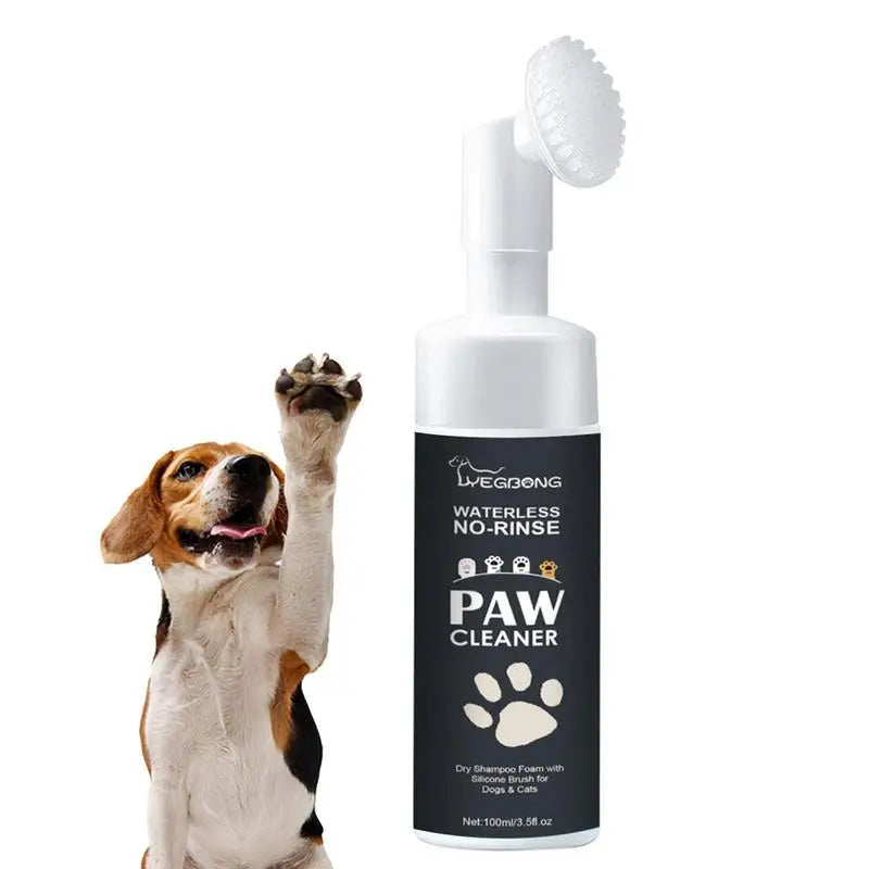 Rinse-Free Pet Foot Cleaner Foam with Silicone Brush - Gentle Paw Maintenance for Dogs & Cats