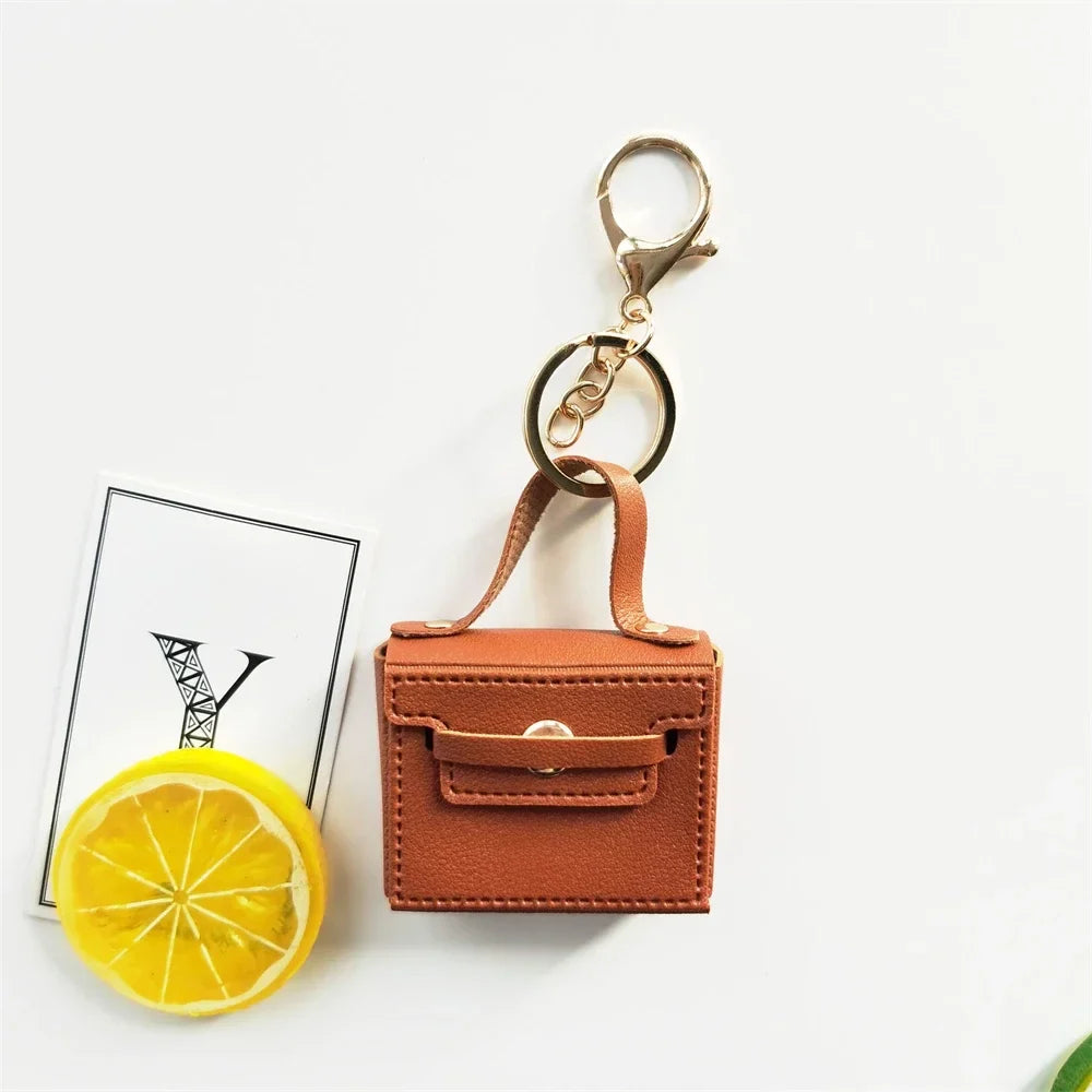 Free 1+1 Birkin Inspired Mini Hand Bag - Solid Color PU Leather Coin Bag Keychain Charm