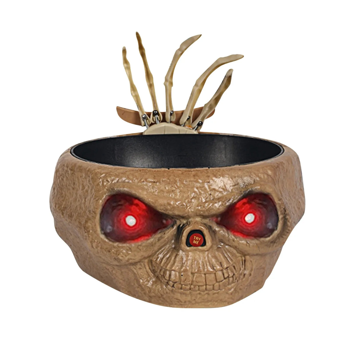 Candy Halloween Bowl Motion Sensor Prank With LED Eyes And Skeleton Hand, Halloween 2025 Party Centerpiece