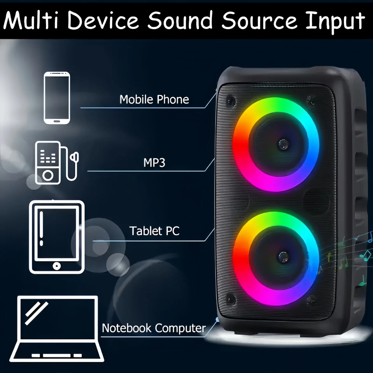 Karaoke2025 Edition Speaker Travel-Friendly Bluetooth System With Microphone And LED Lights For Household Parties Fall