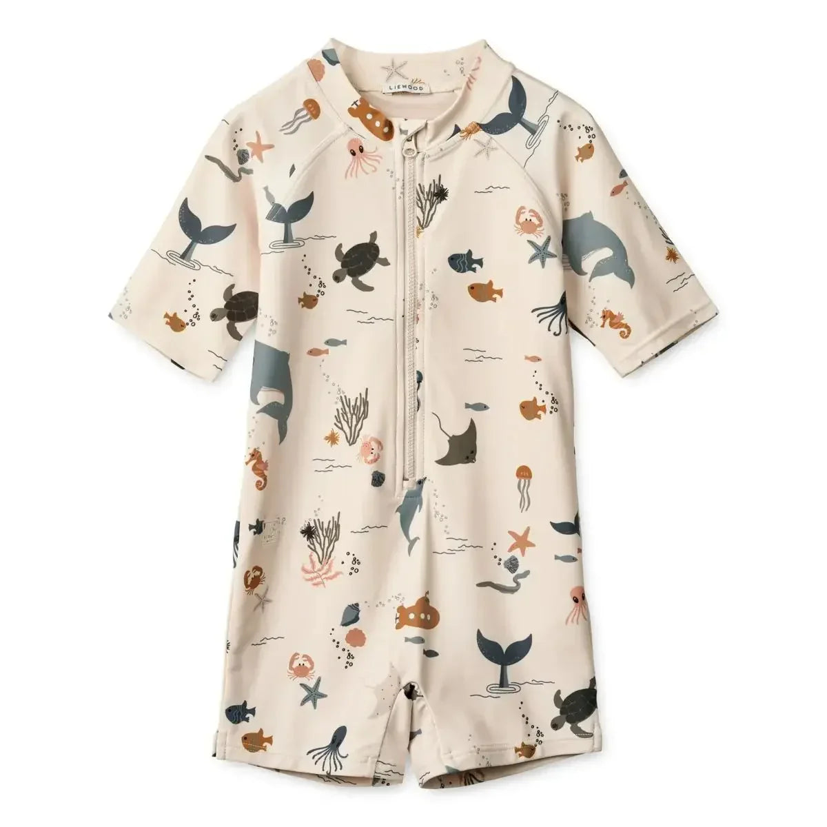 Rash Guard & Hat, Nylon, Cartoon Seagull Star Print, Beach Holidays – Fast-dry Kids’ Swimwear Kit