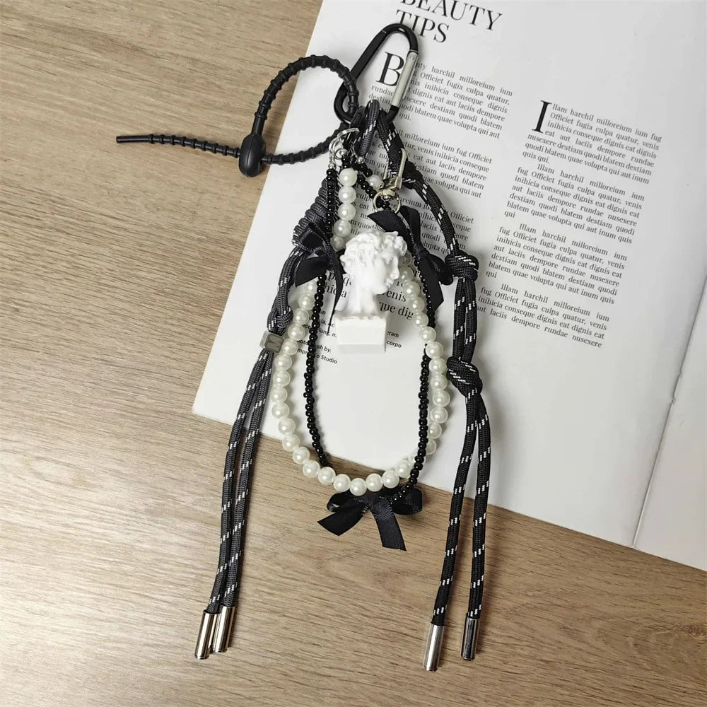 Rope Braid Bag Charm Leather Dachshund Keychain Aesthetic