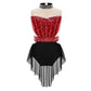 girls' Stretchy leotard - rhinestone mesh yoke, sleeveless, polyester, nylon, elastane, for lyrical dance performance