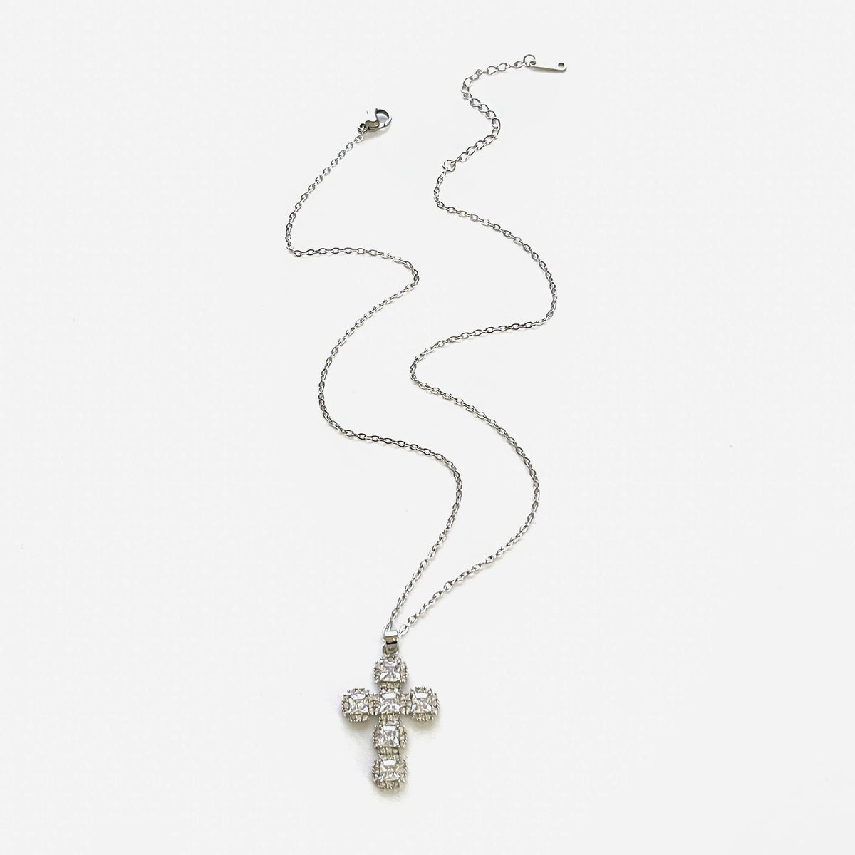 Pendant Cross Necklace Gold Tone - Cubic Zirconia Jewelry, Stainless Steel Chain, Fall 2026 Gift Idea