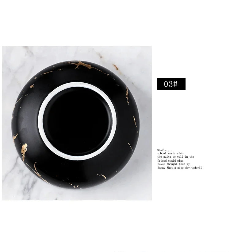 Marble Ceramic Bowl Kit Scandinavian Tableware Minimalist