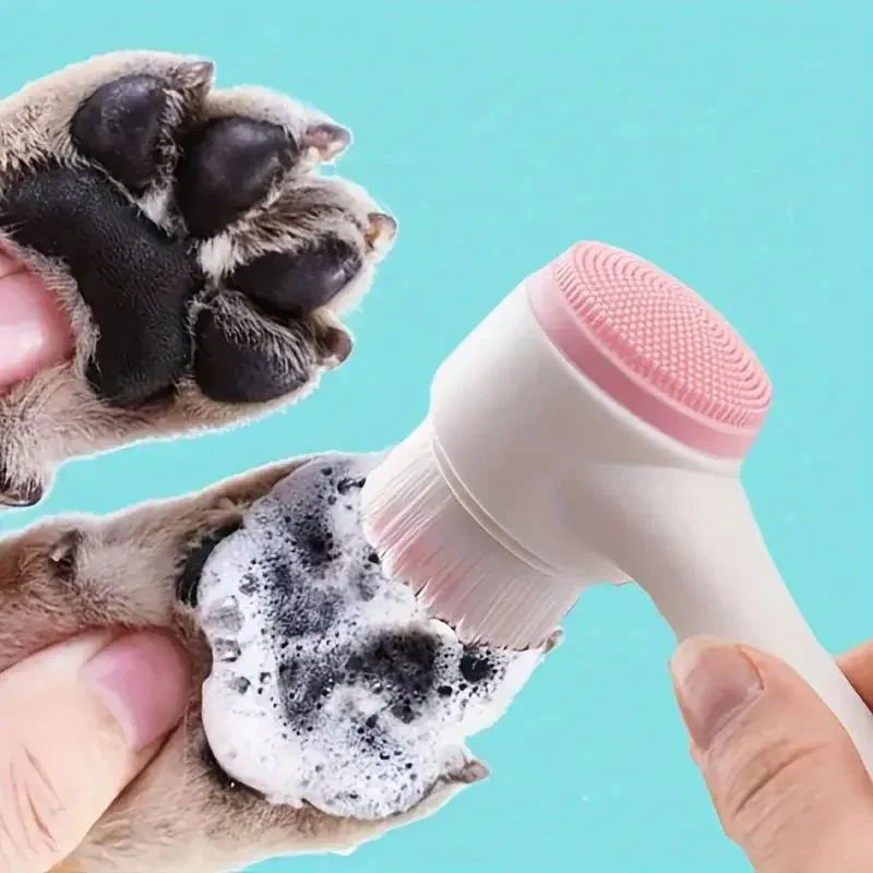 Silicone Pet Paw Cleaner & Massage Brush - Dual-Sided Dog Grooming Device for Healthy Coats