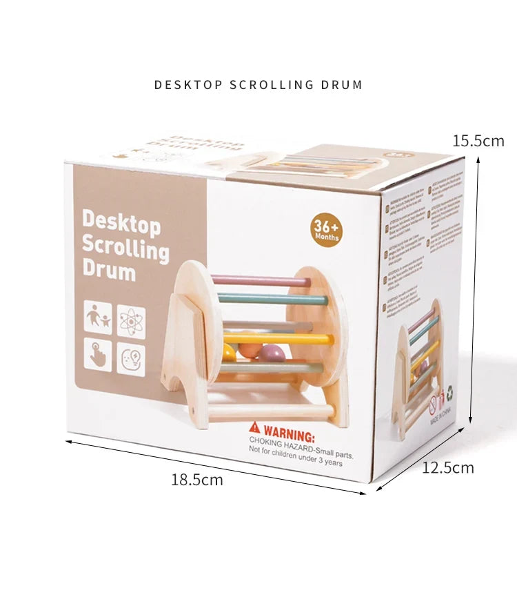 Wooden Montessori Busy Drum Newborn Sensory Toys Learning