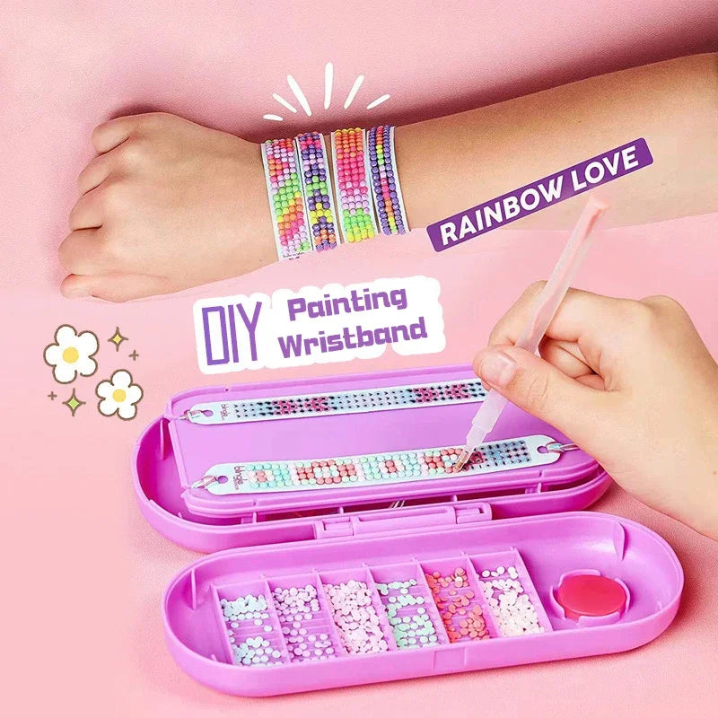 Flexible DIY Diamond Painting Bracelet for Kids & Adults - Creative Jewelry Craft with Embroidery Art