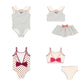 Light girls' swimsuit - stripe long-sleeve, bow accent, nylon, for summer beach days