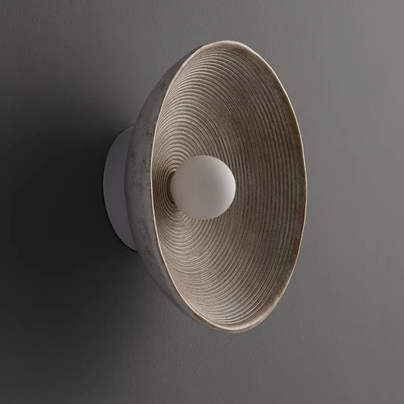 Japanese Japandi Resin Wall Lamp Retro Ribbed Shade Bedside
