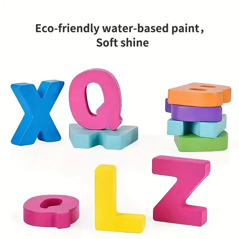 Wooden Colorful Alphabet Number Puzzle for Kids Educational Game
