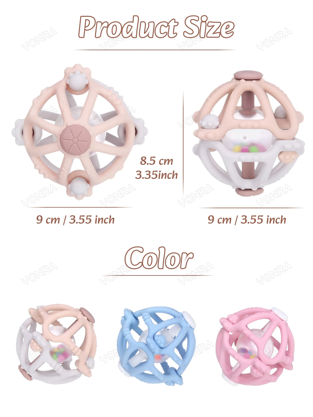 Teether Silicone Rattle Orb Montessori Newborn Sensory Toys