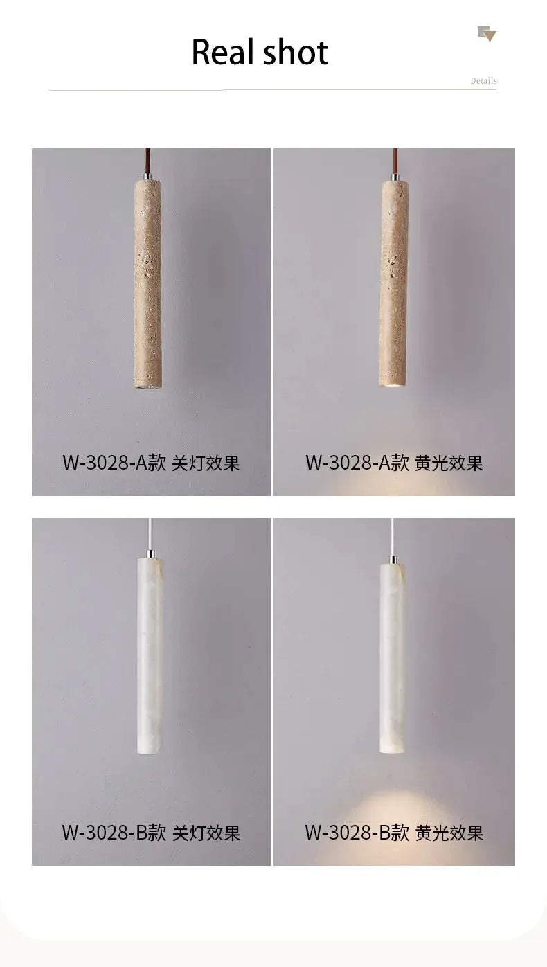 LED Japandi Pendant Lamp Wood Tube Japan Style Bedroom Light