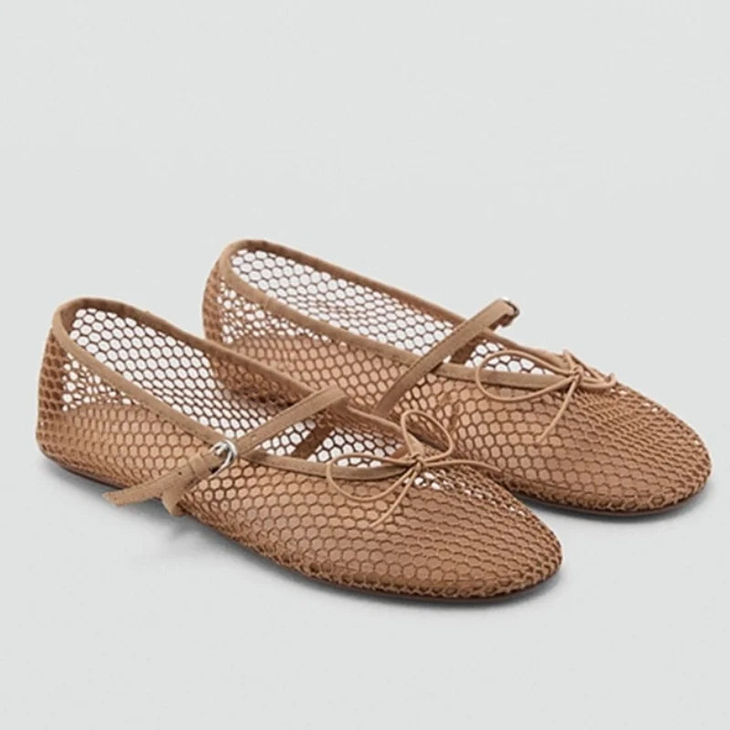 Women’s Breathable Ballet Flats - Mary Jane, Mesh, Summer