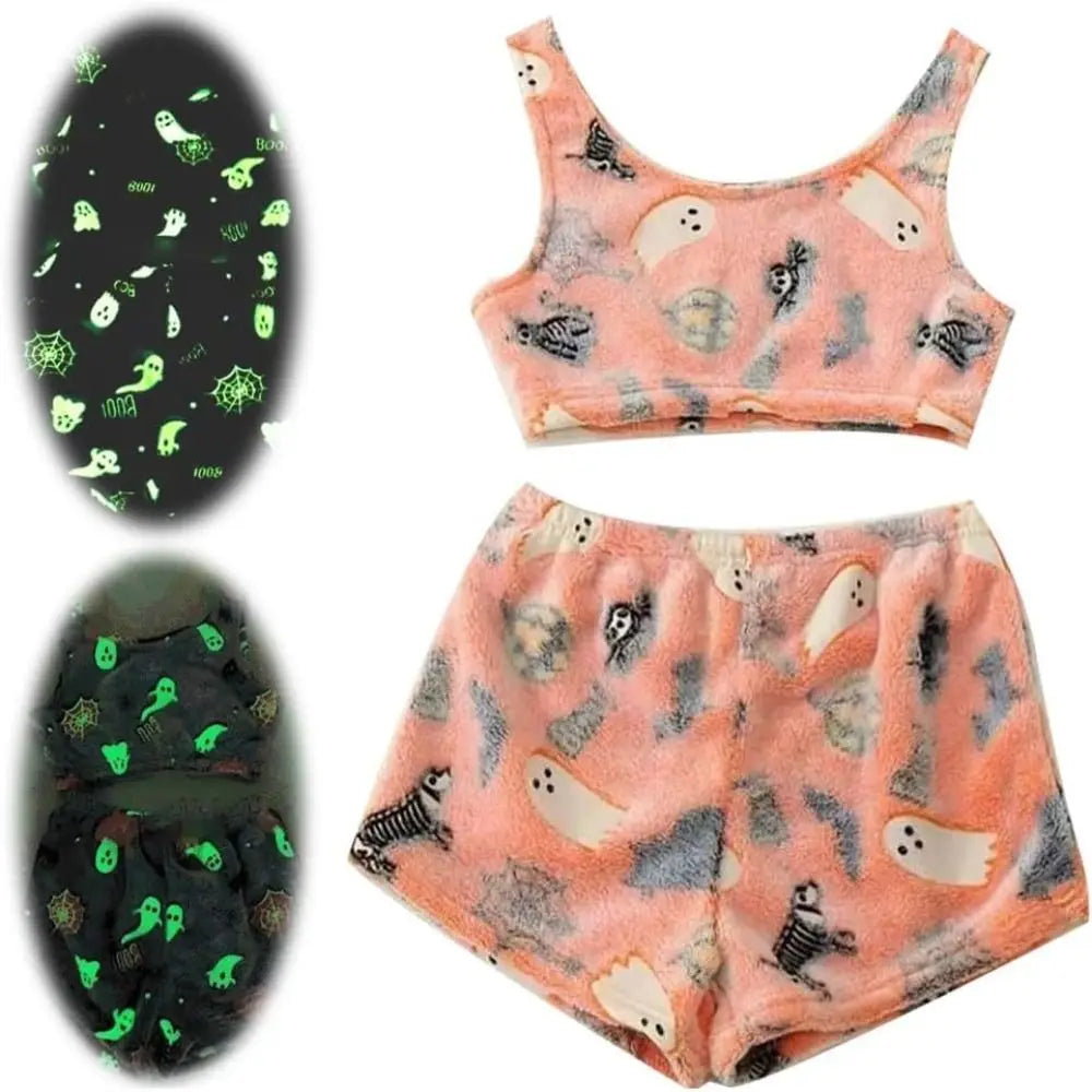 Plush Womens Pajama Kit - Sleeveless Crop, Velvet Homewear