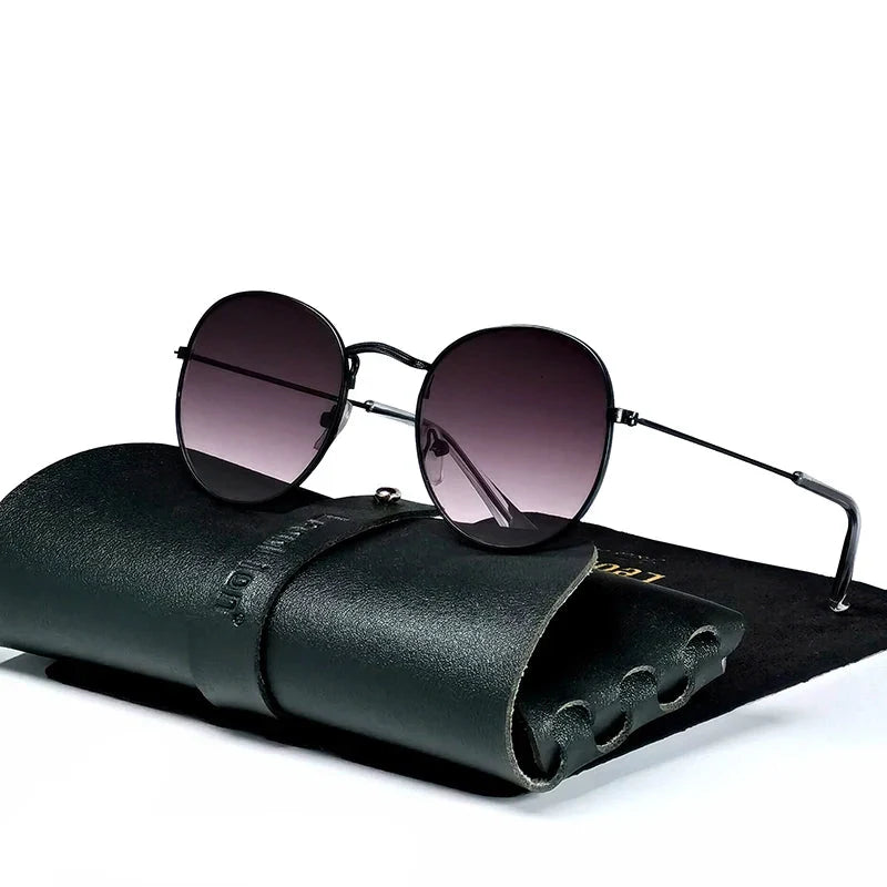 Round Retro Sunglasses for Men/Women Deluxe UV400 Metal Vintage Eyewear No Leather Case
