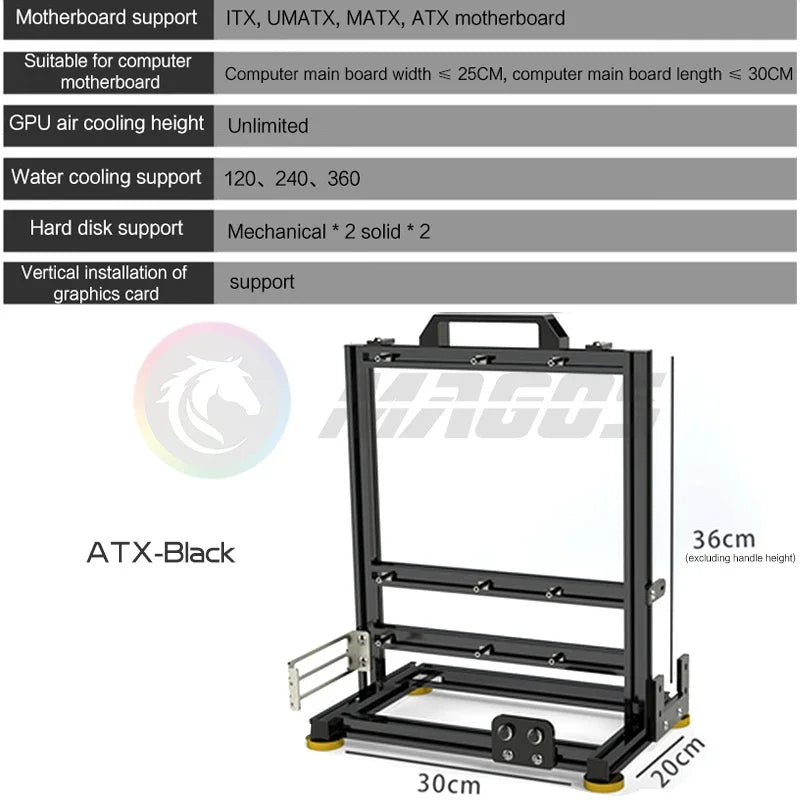 Frame Open PC Case Modular ATX MATX ITX Aluminum Rack