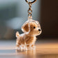 Hair Dog Keepsake Keychain Pendant Clear Resin Charm