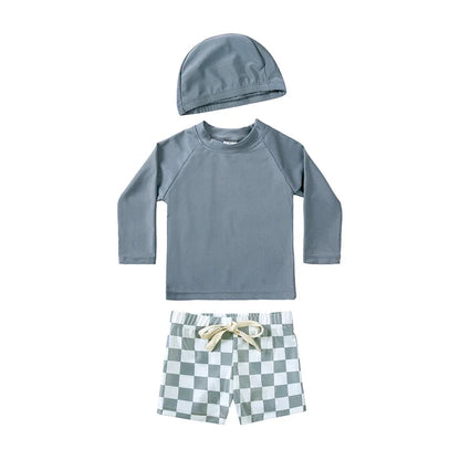 Long-Sleeve Rash Guard Top, Shorts, Polyester, Summer Beachwear – Fast-dry Unisex Baby Swimwear 2-Piece Kit