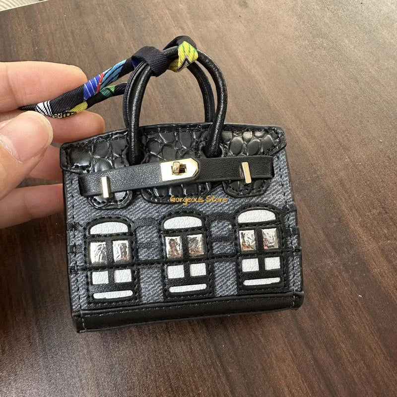 Inspired Birkin Mini Hand Bag - Platinum Bag Charm