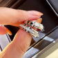 Ring2026 Edition Stainless Steel Single Row Square Zircon Rotating Ring Crystal CZ Jewelry TikTok Viral Gift Idea