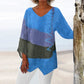 Shirt T Women New Fashion Casual V-Neck Long Sleeve Patchwork Top