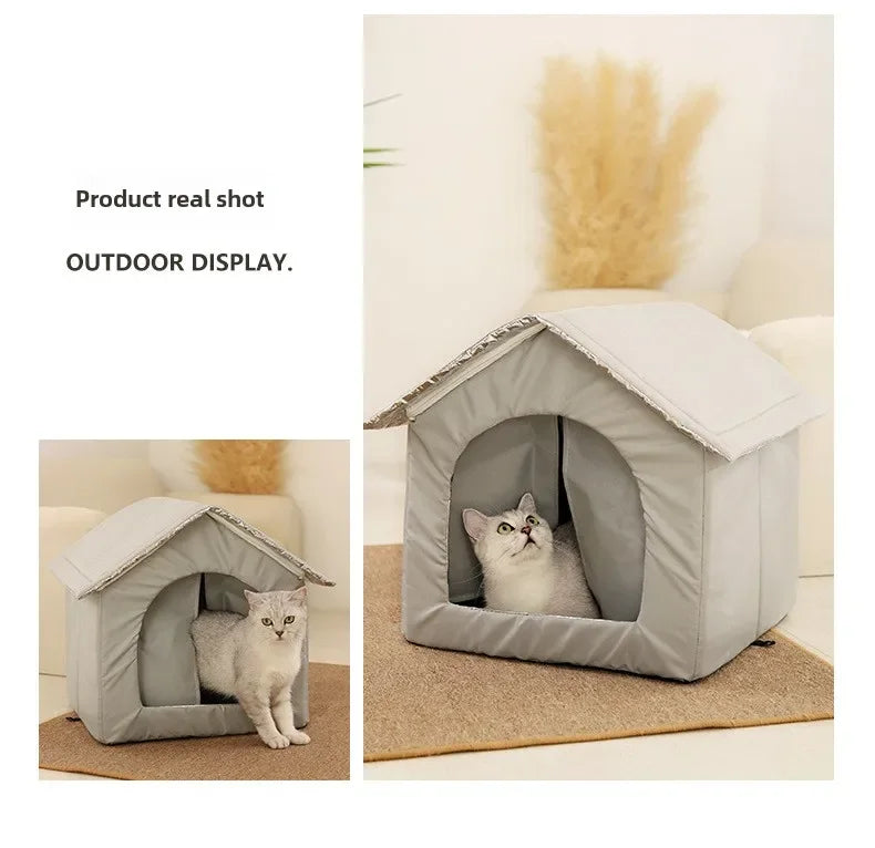 Pet House Water-Resistant Outdoor Shelter For Compact Dogs And Cats Foldable Winter 2026 Warm Cave Bed Washable