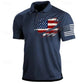 Light men's polo shirt - classic polo, 3D American flag print, casual everyday wear