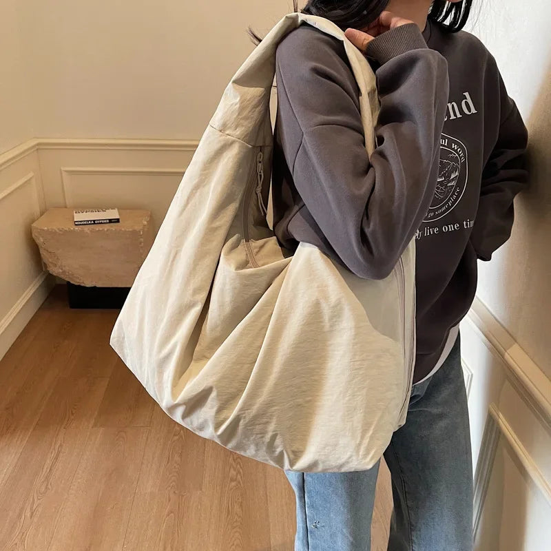 Light Multi-Use Women Shoulder Bag - Slouchy Nylon