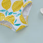 Light Girls' Swimsuit - One-Shoulder Ruffle, Lemon Print, Polyester, Summer Beachwear