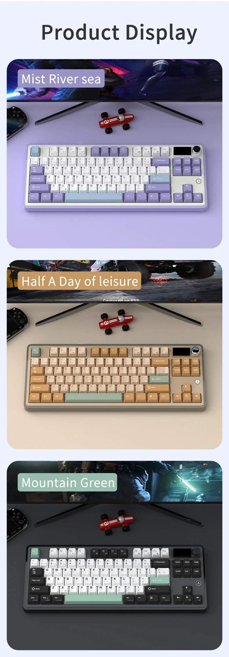 Keyboard Mechanical 87 Key Tri Mode RGB Hot Swappable