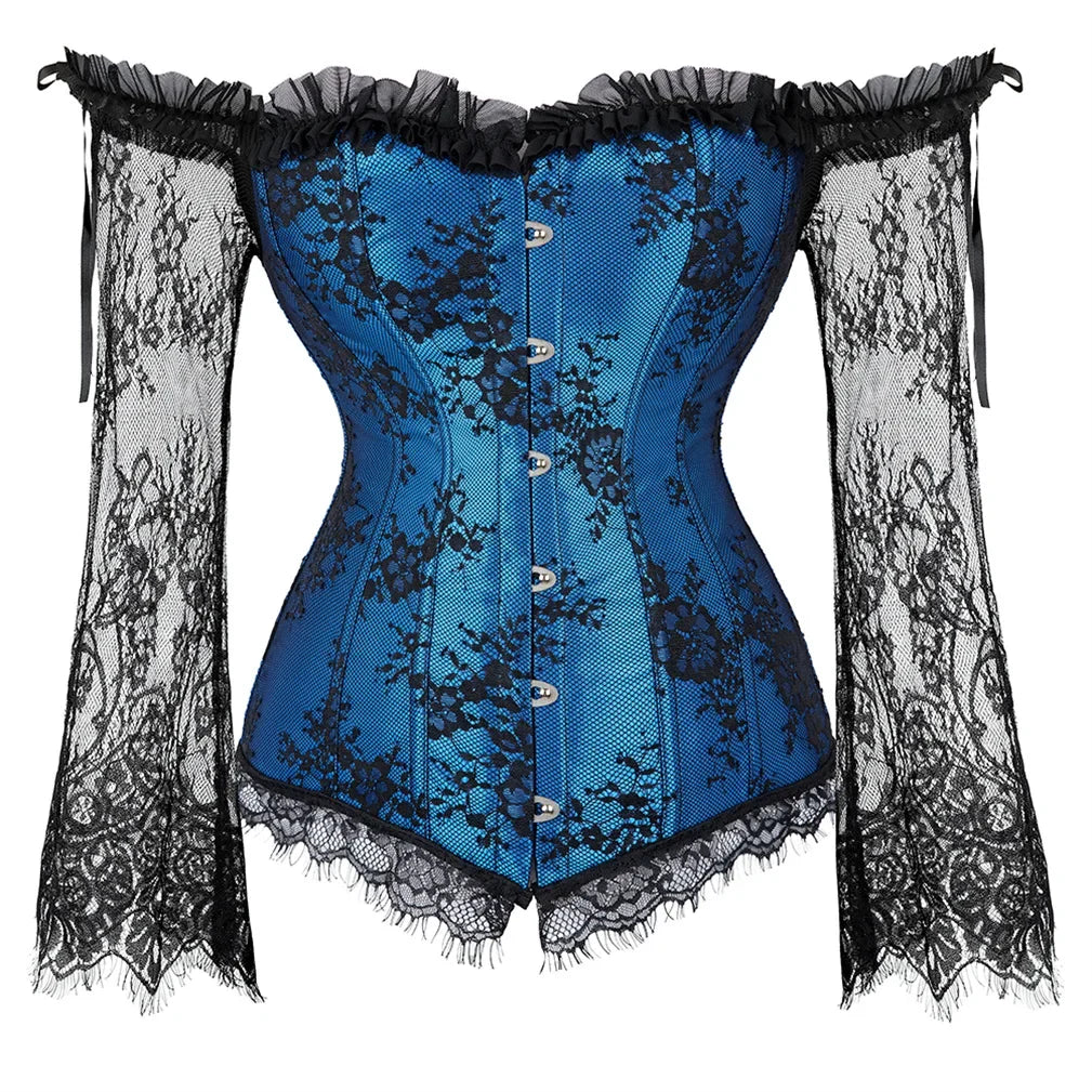 Women's Supportive Corset Top - Off Shoulder, Lace Satin