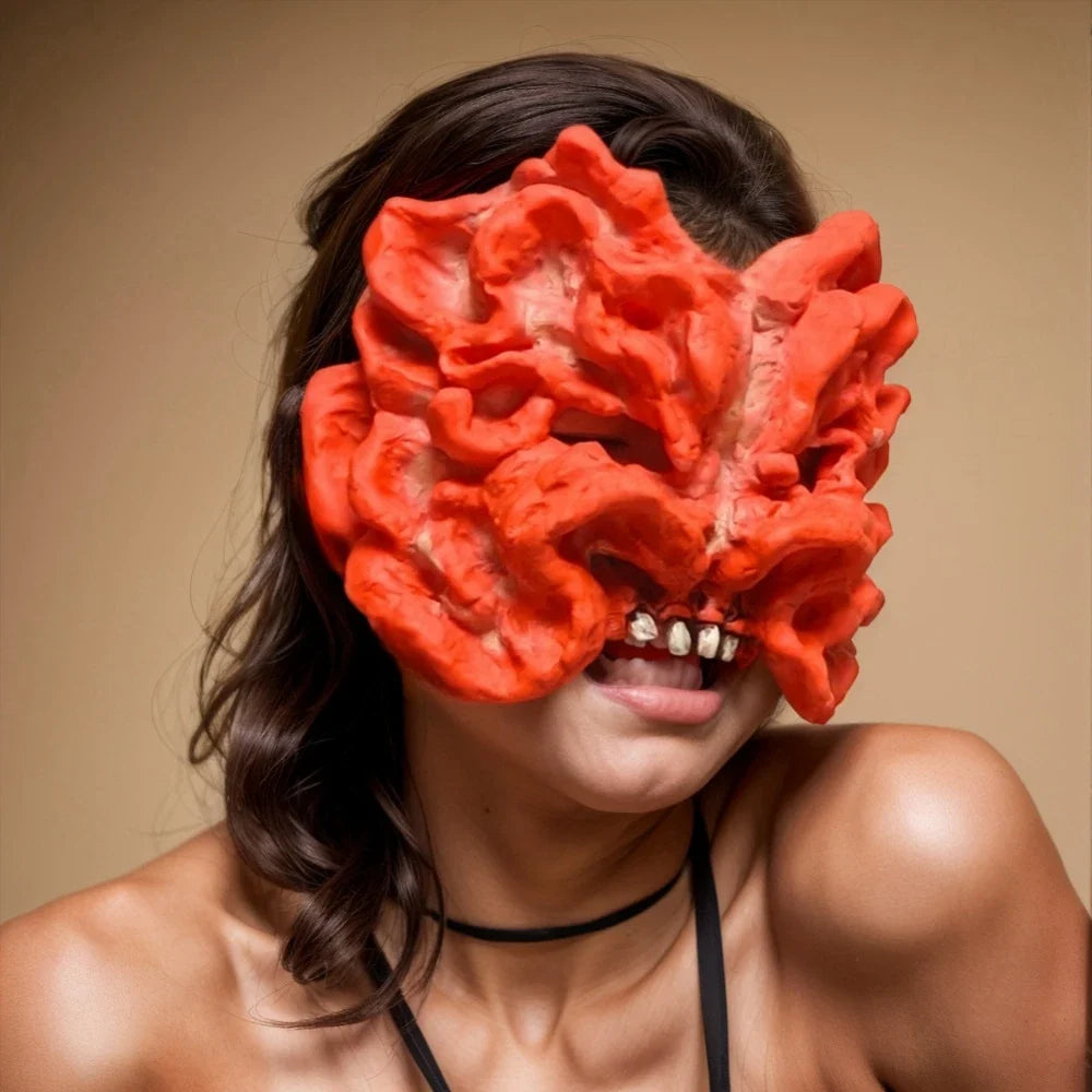 Mask Zombie Half Face Mushroom Cosplay Halloween 2025 Prop