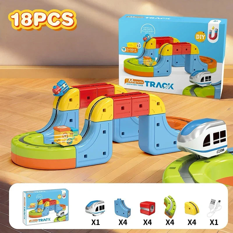 Magnetic2025 Edition Building Kit 81 Pieces Track Puzzle With Train STEM Educational Toy Christmas Gift