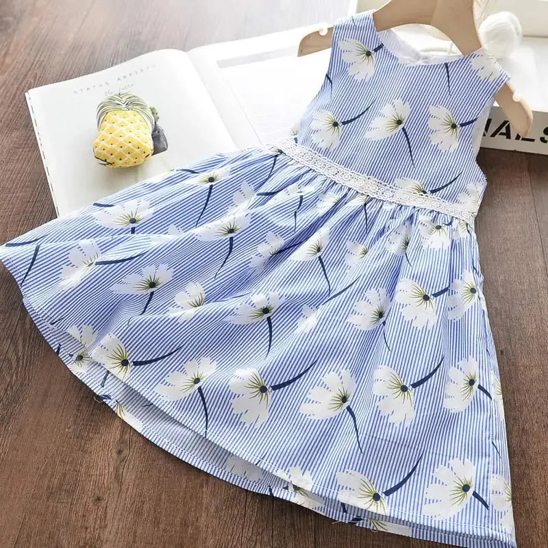 flowy a-line, floral butterfly print, casual wear for everyday adventures – Light girls’ dress