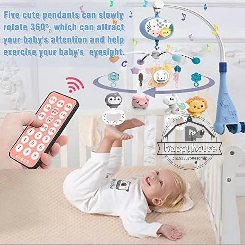 Mobile Crib Remote Music Light Newborn Sensory Toys