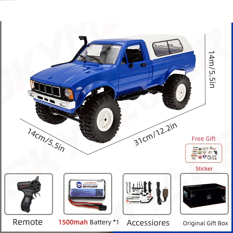 RC Car 1:16 Scale 4WD Rock Crawler Motor-Driven Off Road Buggy With LED Lights Gift For Kids 15-20 Min Run Time