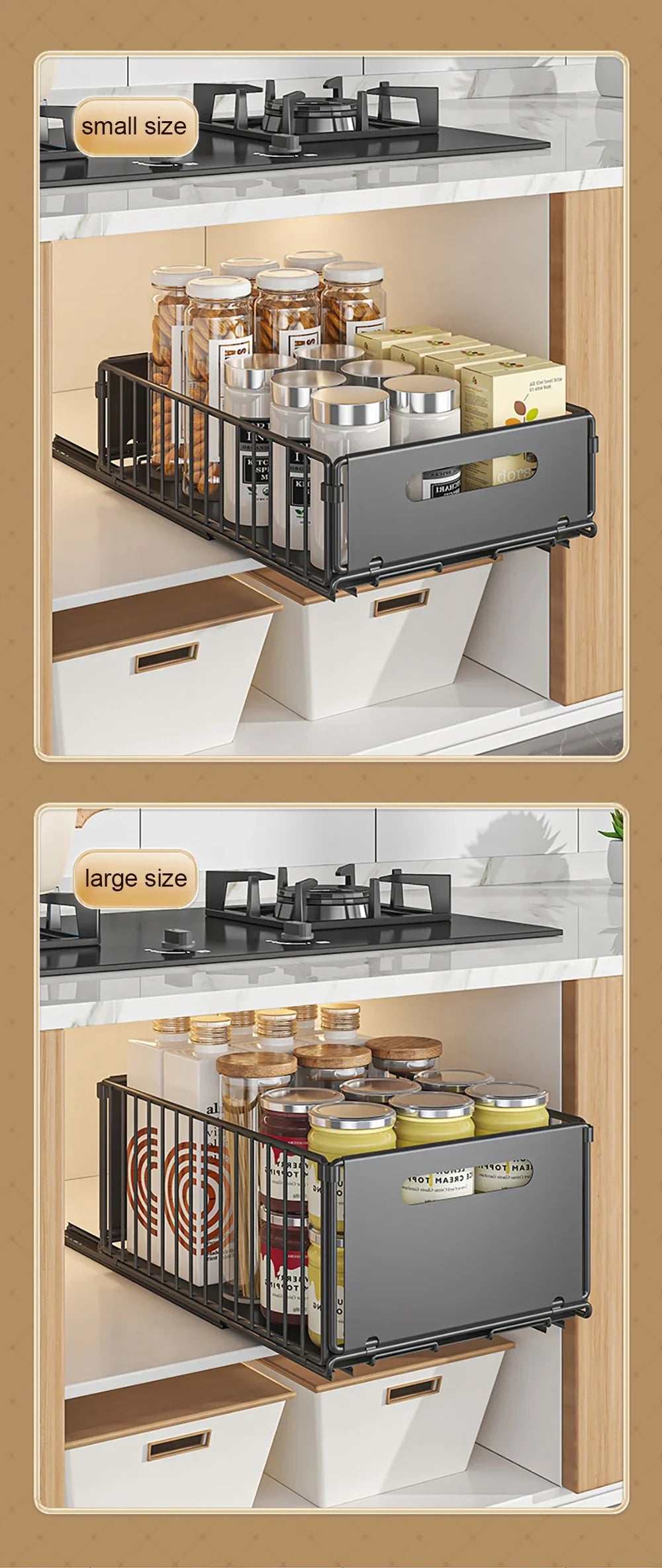 Out Pull Cabinet Organizer Slide Drawer Kitchen Rack