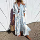 Boho Floral Maxi Dress for Women, Elegant Deep V-Neck Long Dress with Flowy Silhouette, Lightweight Summer Style-5