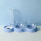 Raised Pet Feeding Station Tilted 3-Bowl Design With 500ML Water Bottle Fall 2025 Comfort-Grip Spine Protection