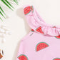 Halter-Neck Watermelon-Print, Polyester, For Summer Beach Days – Plush Sturdy Baby Girls’ Swimsuit