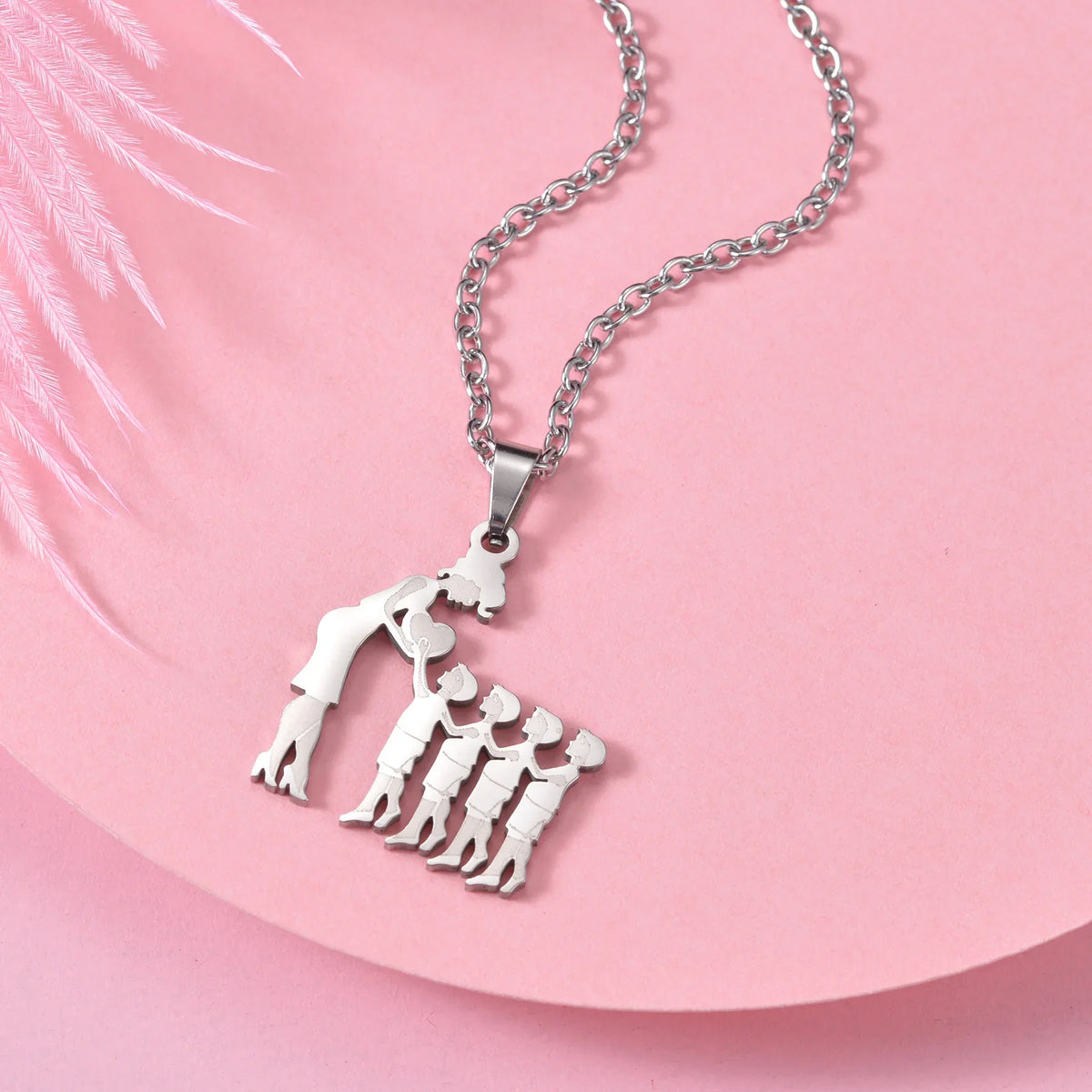 Mother's Day Gift Children Family Stainless Steel Jewelry – Silver Stainless Steel Mother & Kids Pendant Necklace